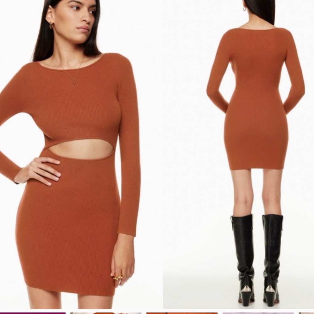Aritzia Wilfred Cut-out Knit Long sleeve Cut-out sweater Mini Dress